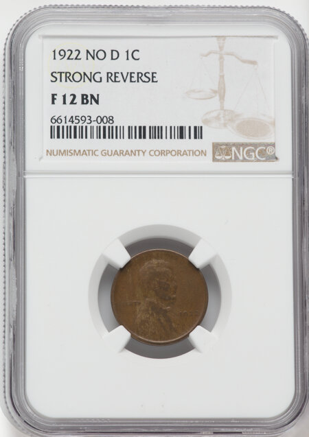 1922 No D, Strong Reverse, MS, BN 12 NGC