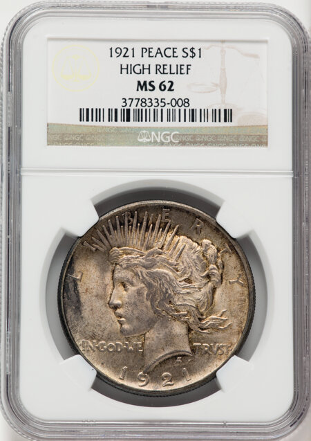 1921 S$1 Peace, MS 62 NGC