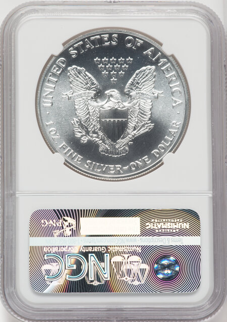 1989 S$1 Silver Eagle, Mercanti Signature, MS 70 NGC