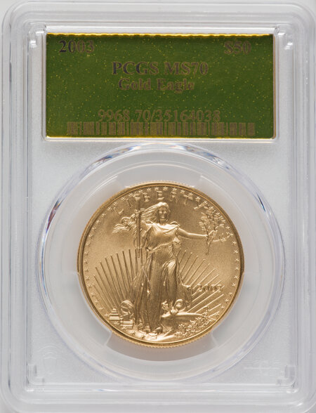 2003 $50 One-Ounce Gold Eagle, MS 70 PCGS