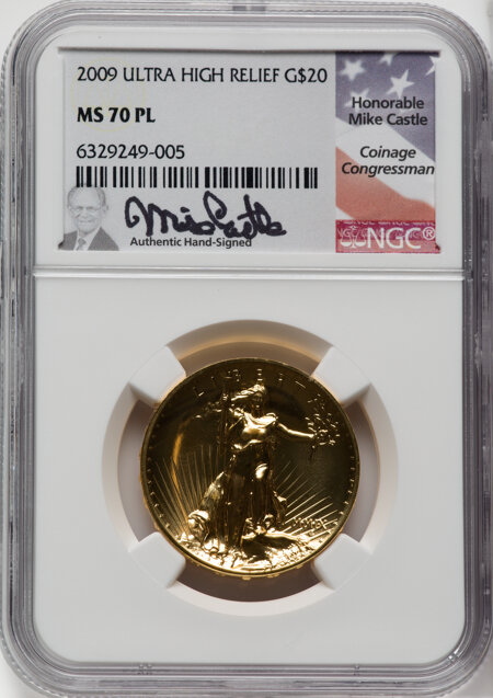 2009 $20 One-Ounce Gold Ultra High Relief, PL 70 NGC