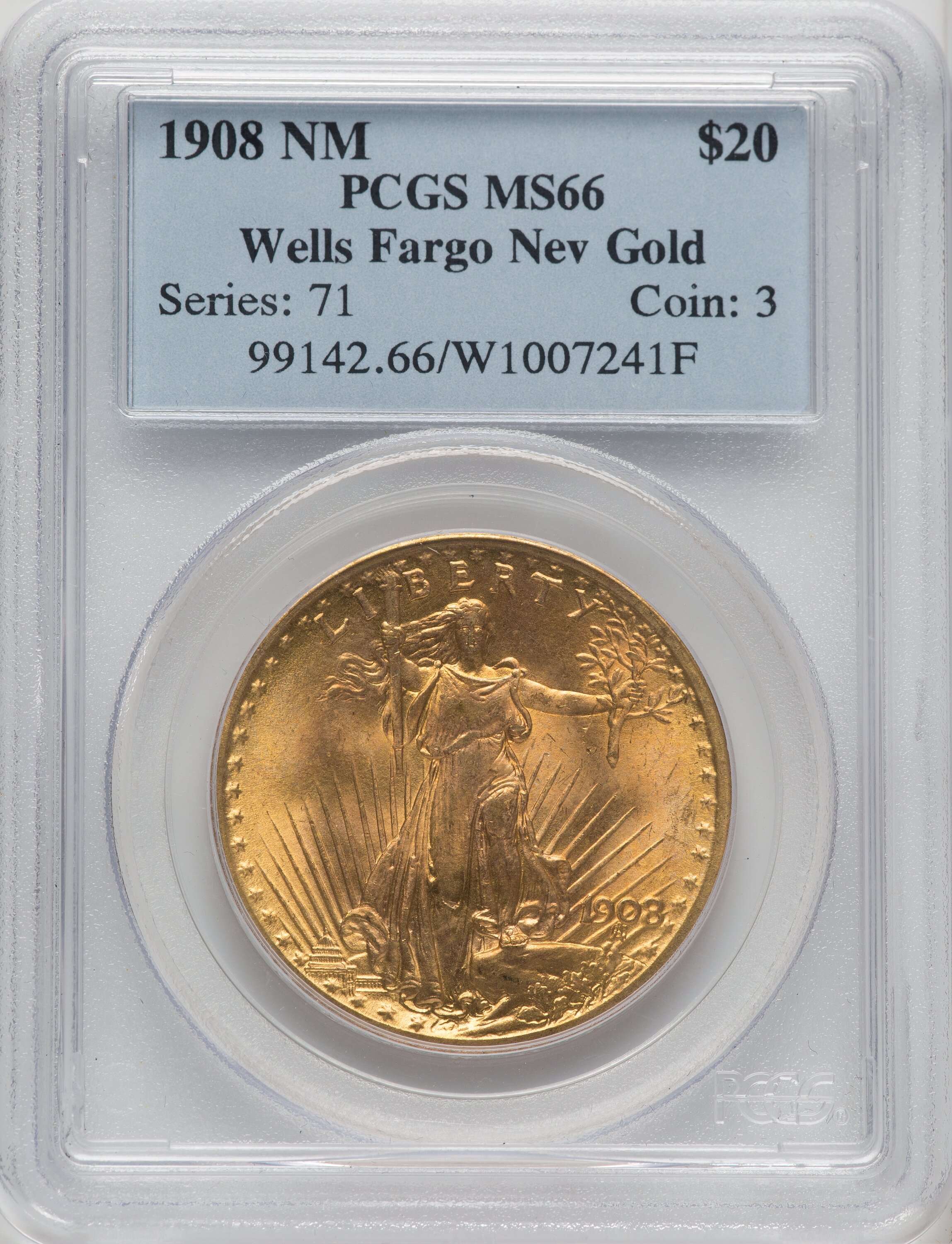 1908 NM $20 Wells Fargo 66 PCGS