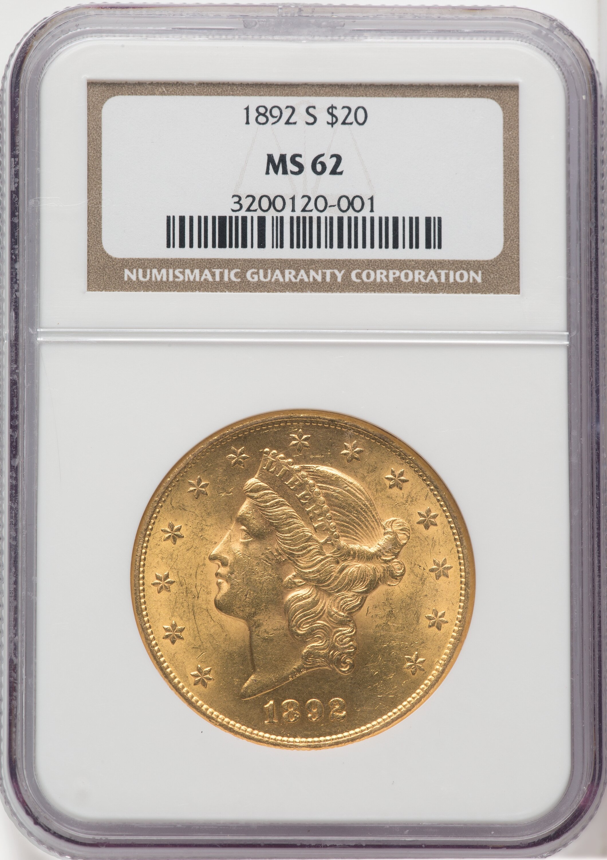 1892-S $20 62 NGC