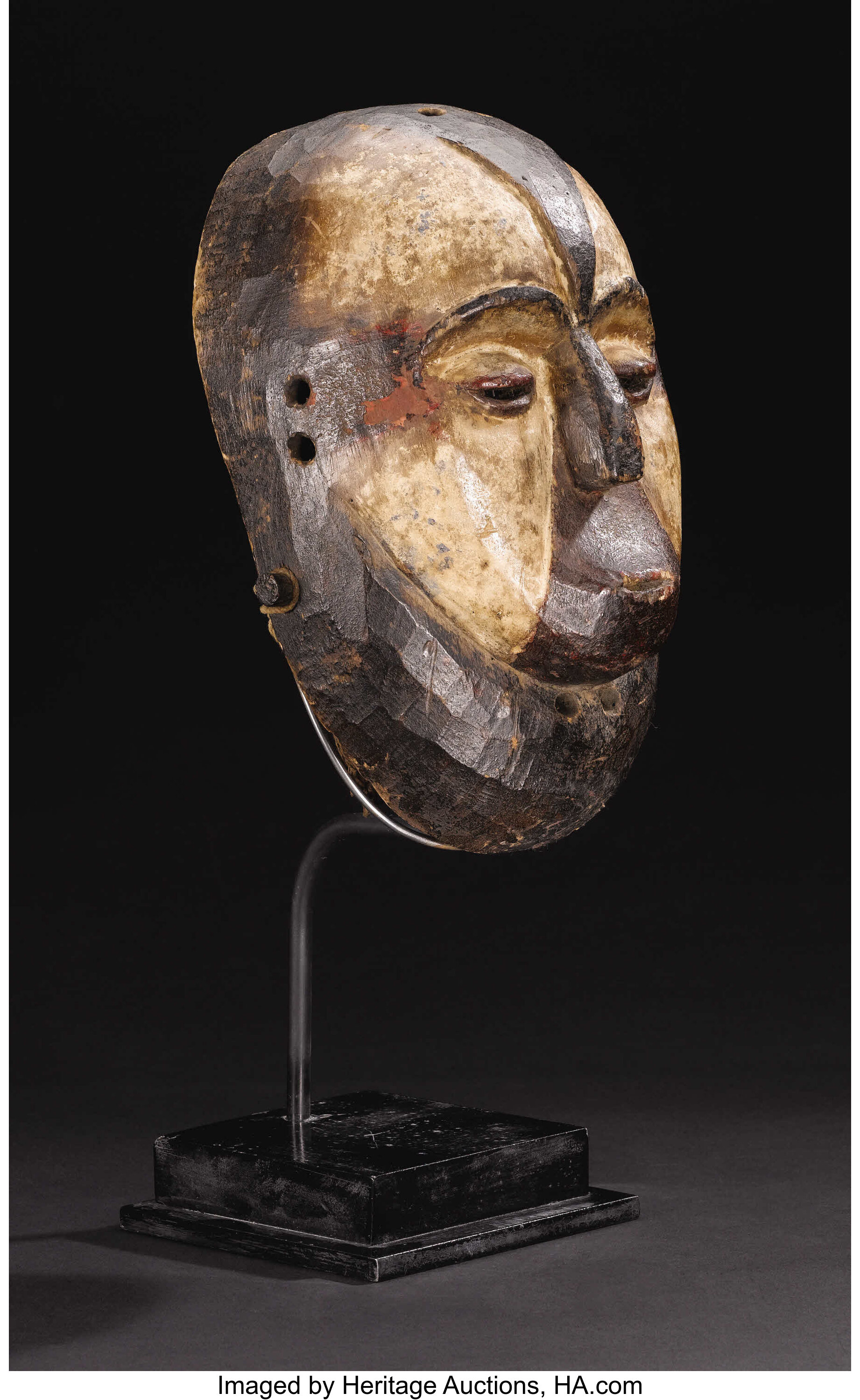 Galwa (Gabon). Mask (Okukwe). Wood, pigment. Height: 12 inches | Lot ...