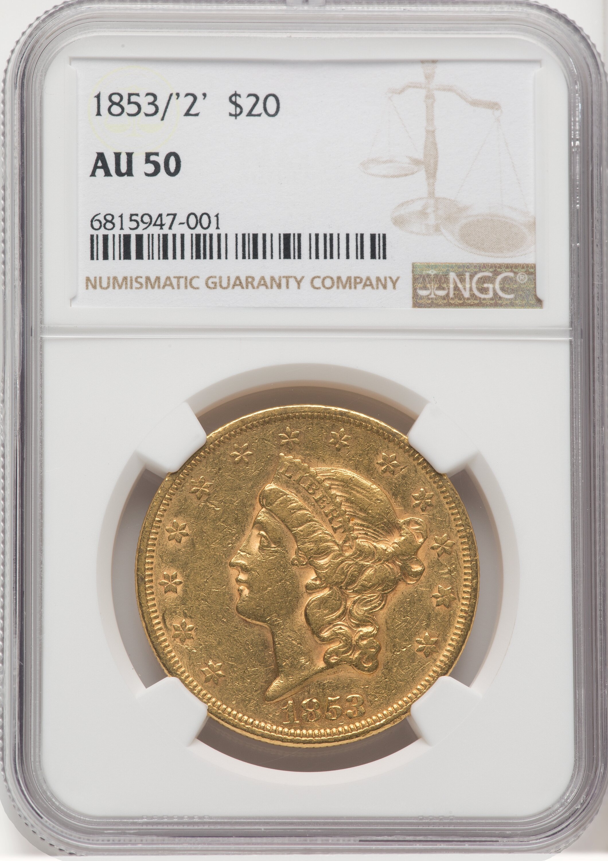 1853/2 $20 50 NGC