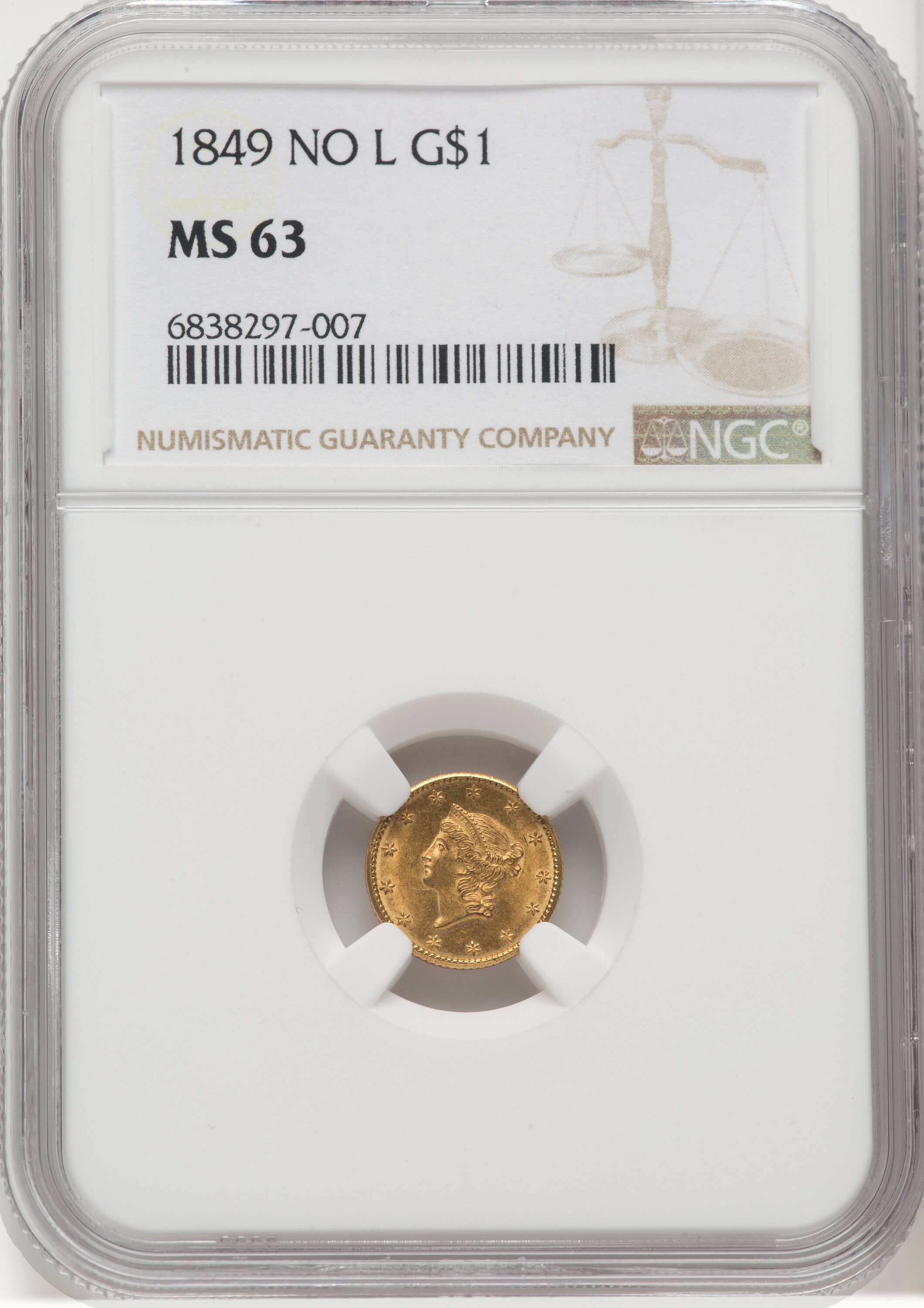 1849 G$1 NO L 63 NGC