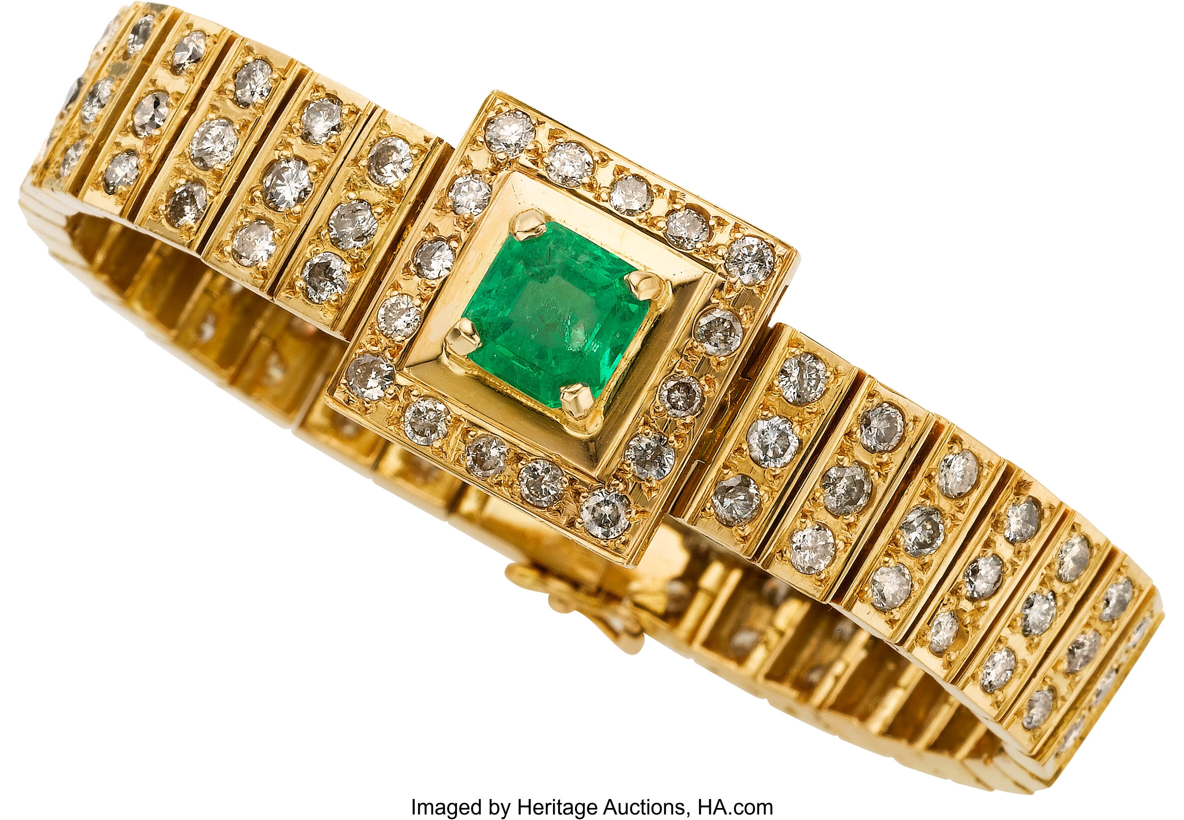 Emerald, Diamond, Gold Bracelet. ... Estate Jewelry Bracelets | Lot ...