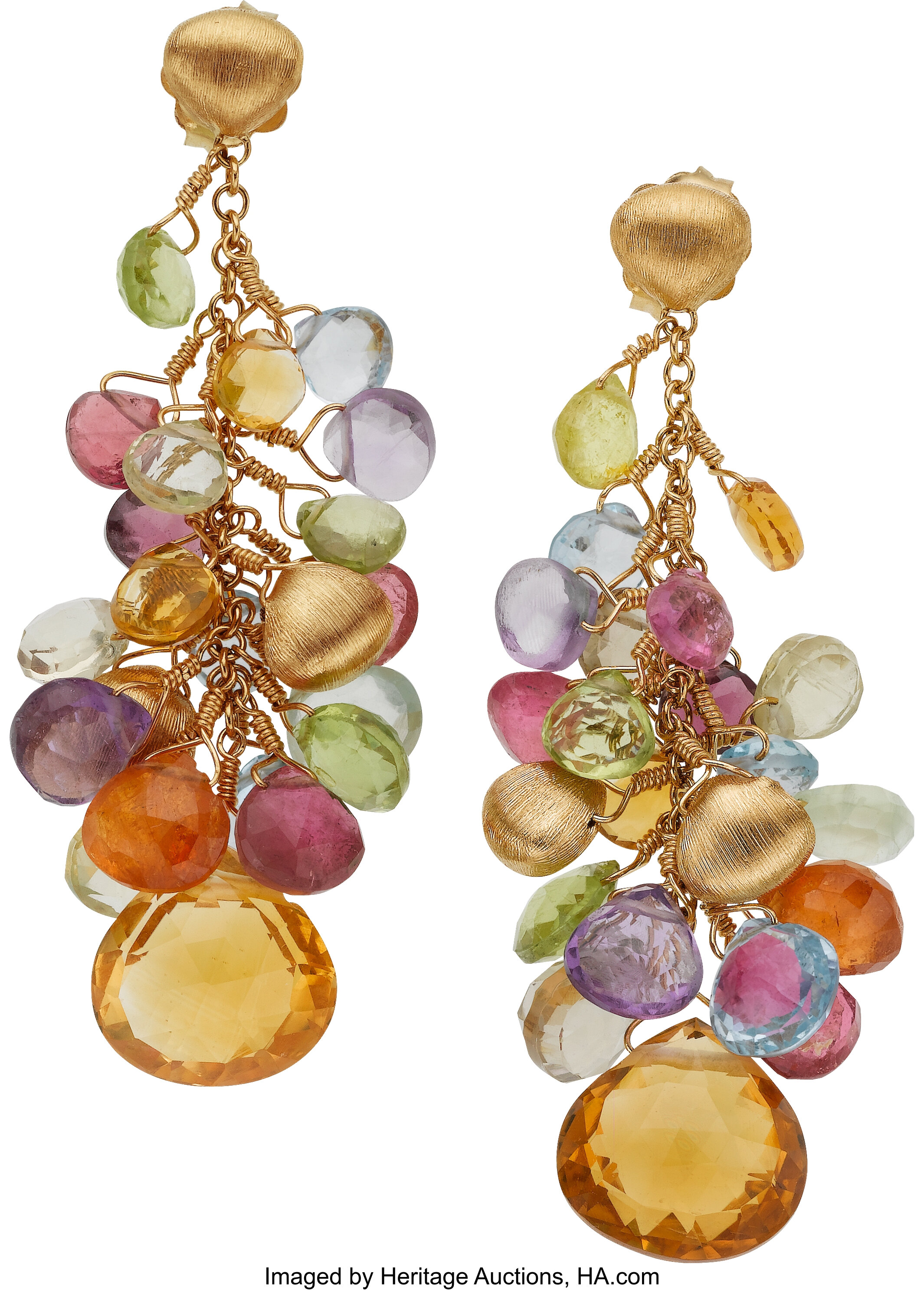 Multi-Stone, Gold Earrings, Marco Bicego. ... Estate Jewelry | Lot ...