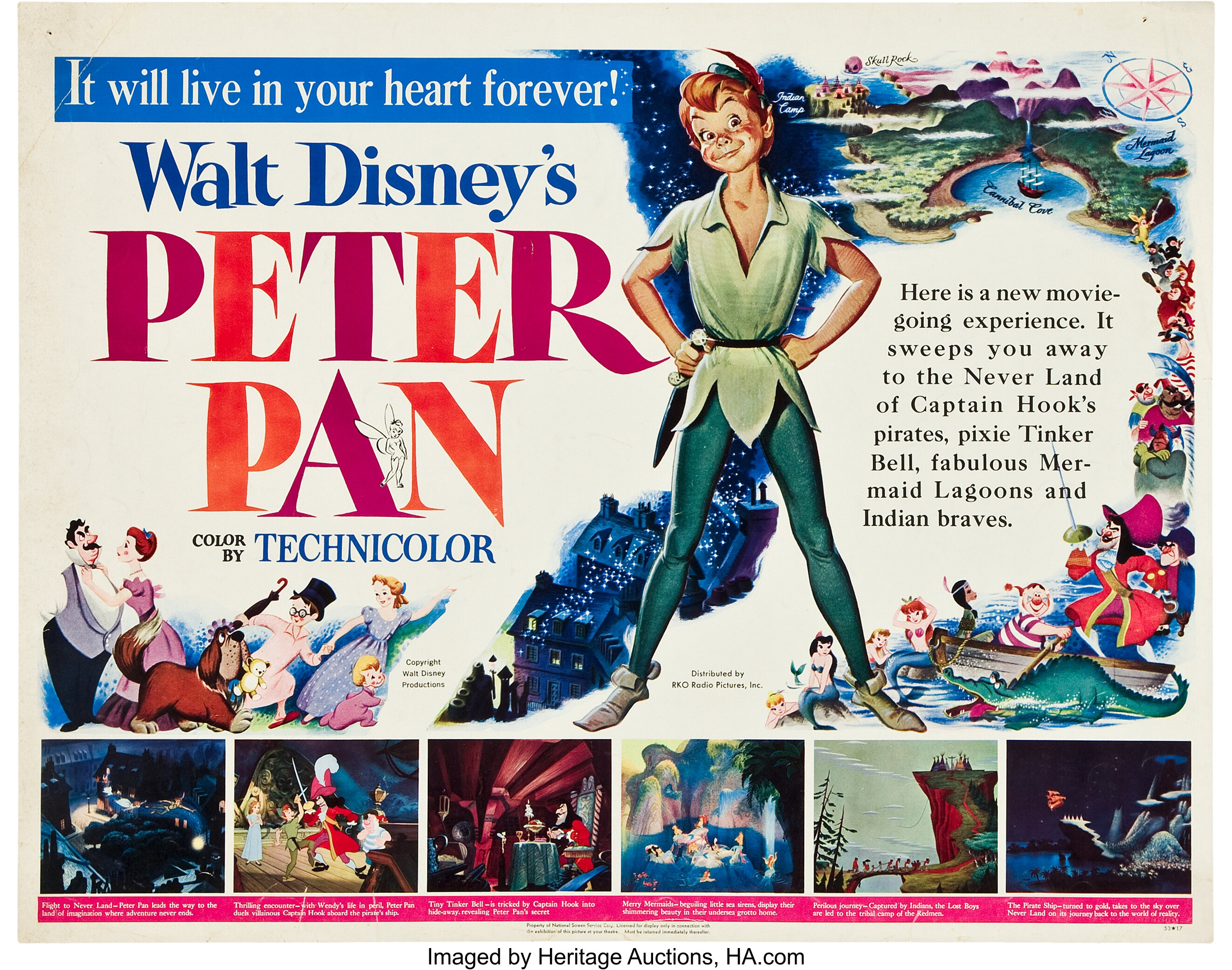 Peter Pan (RKO, 1953). Half Sheet (22