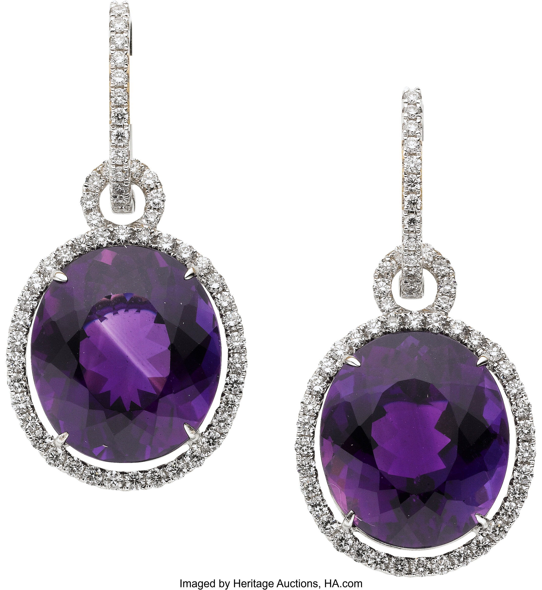 Amethyst, Diamond, White Gold Earrings. ... Estate Jewelry Earrings ...