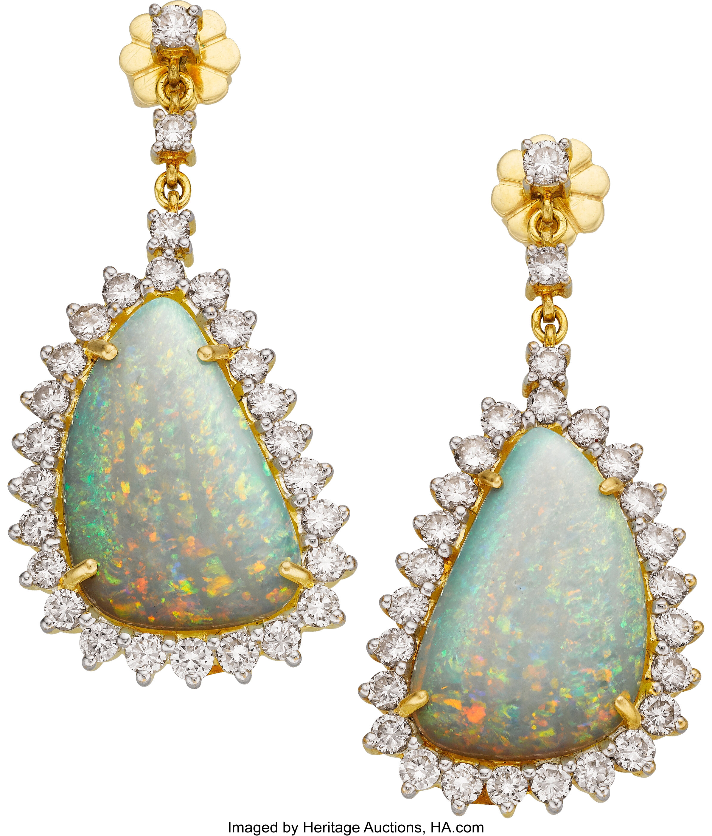 Opal, Diamond, Gold Earrings. ... Estate Jewelry Earrings | Lot #58442 ...