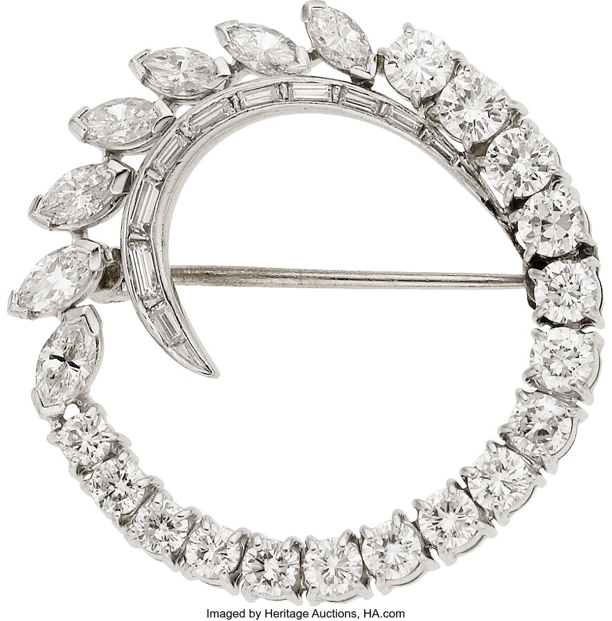 Diamond, Platinum Brooch, circa 1950. ... Estate Jewelry Brooches ...