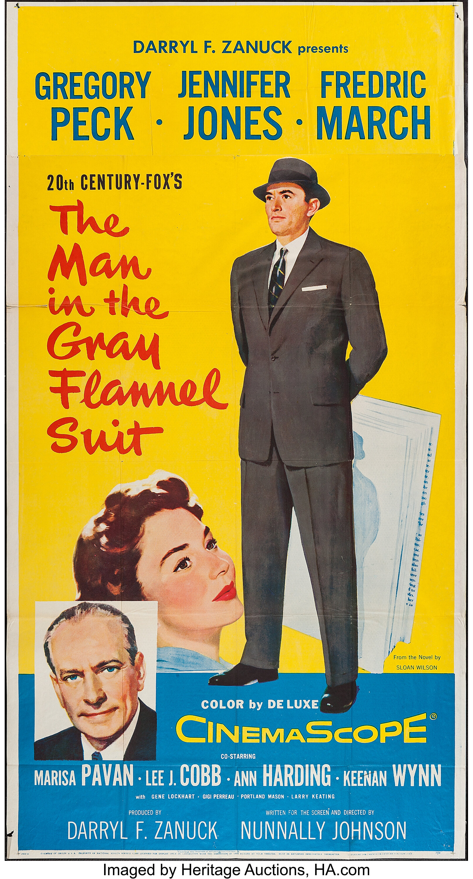 The Man in the Gray Flannel Suit (20th Century Fox, 1956). Three | Lot ...
