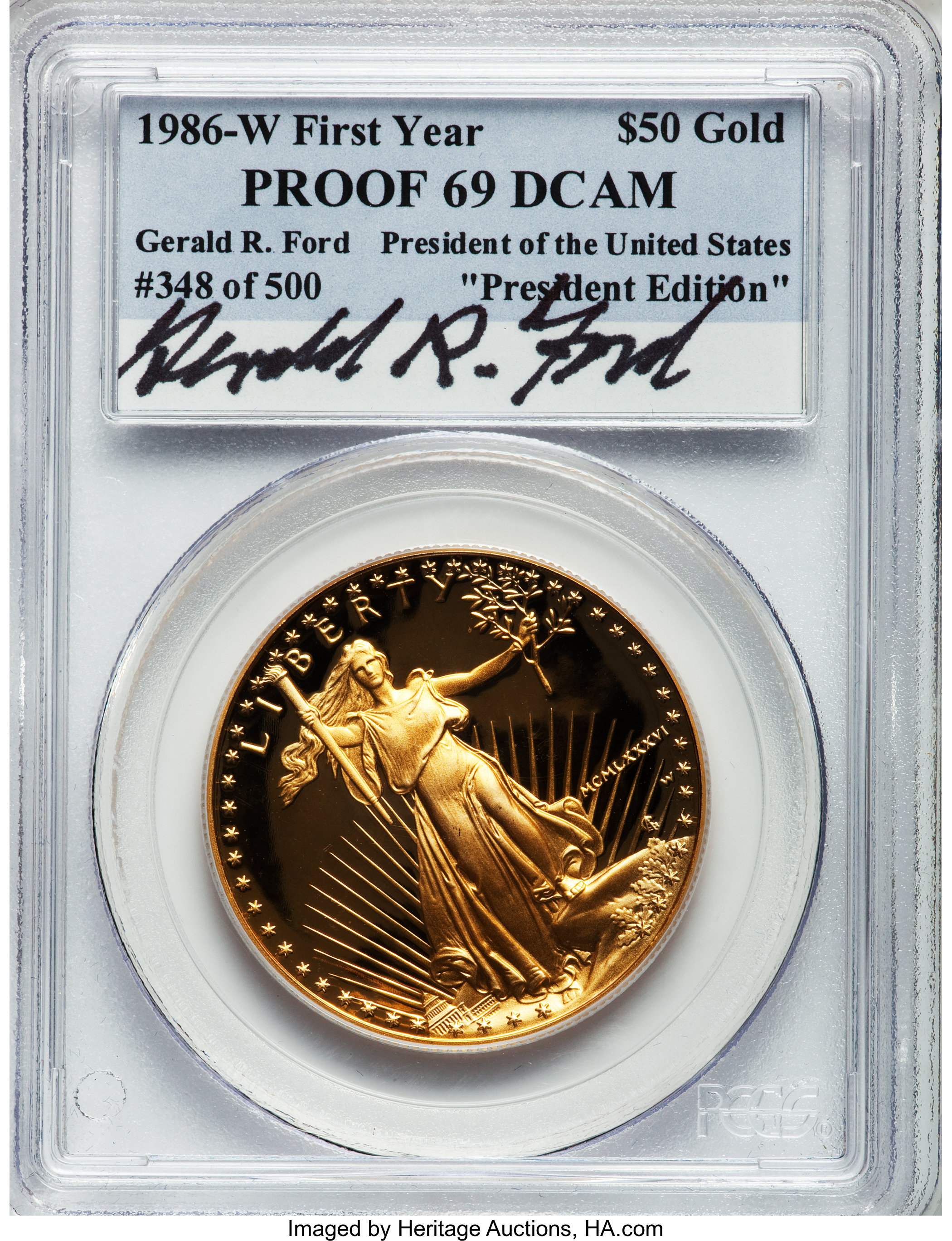 1986-W G$50 One-Ounce Gold Eagle PR69 Deep Cameo PCGS. First Year 