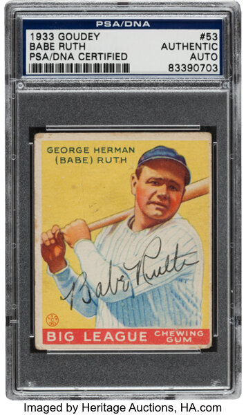 1933 Goudey Babe Ruth #53, Signed, PSA/DNA Authentic